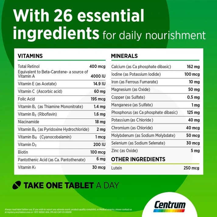 Centrum with Lutein Halal Adult Multivitamin (Saudia)