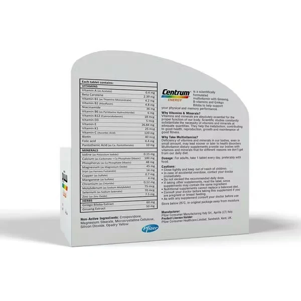 Centrum Energy Multivitamin Tablets | Saudi Variant Halal Formula | Daily Performance & Endurance Support